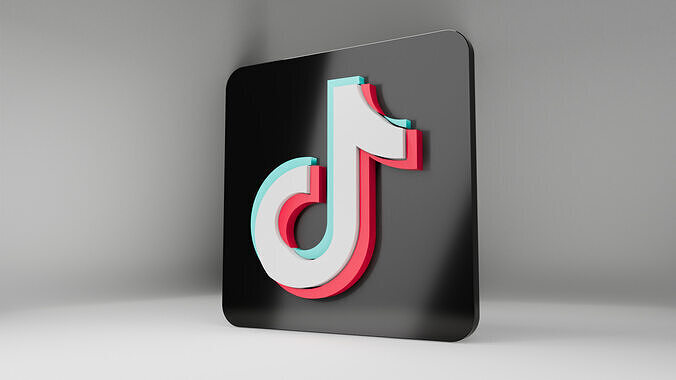  TikTok Logo Sign Board - Customizable - Puzzle  Low-poly 3D model