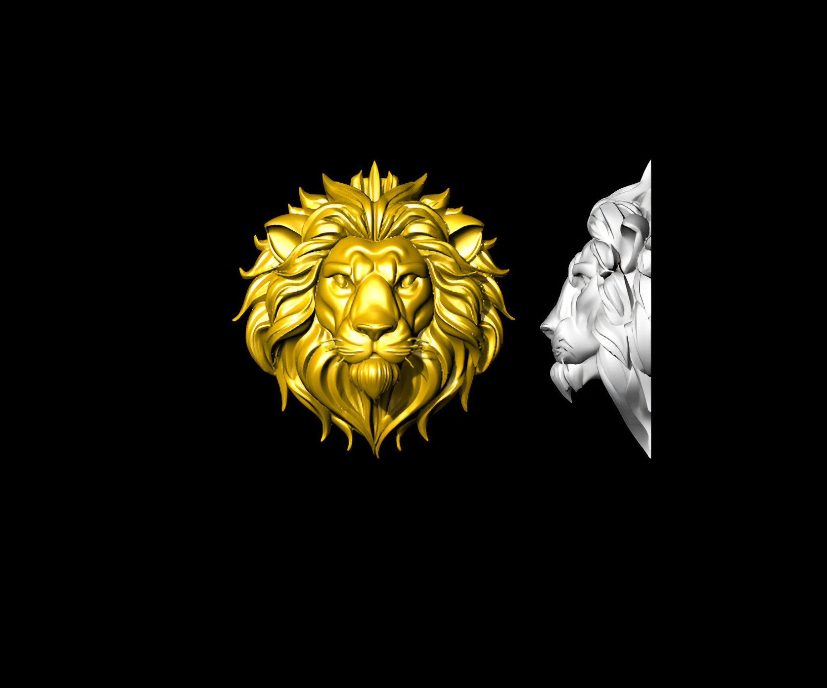 Lion head 3D print model_4