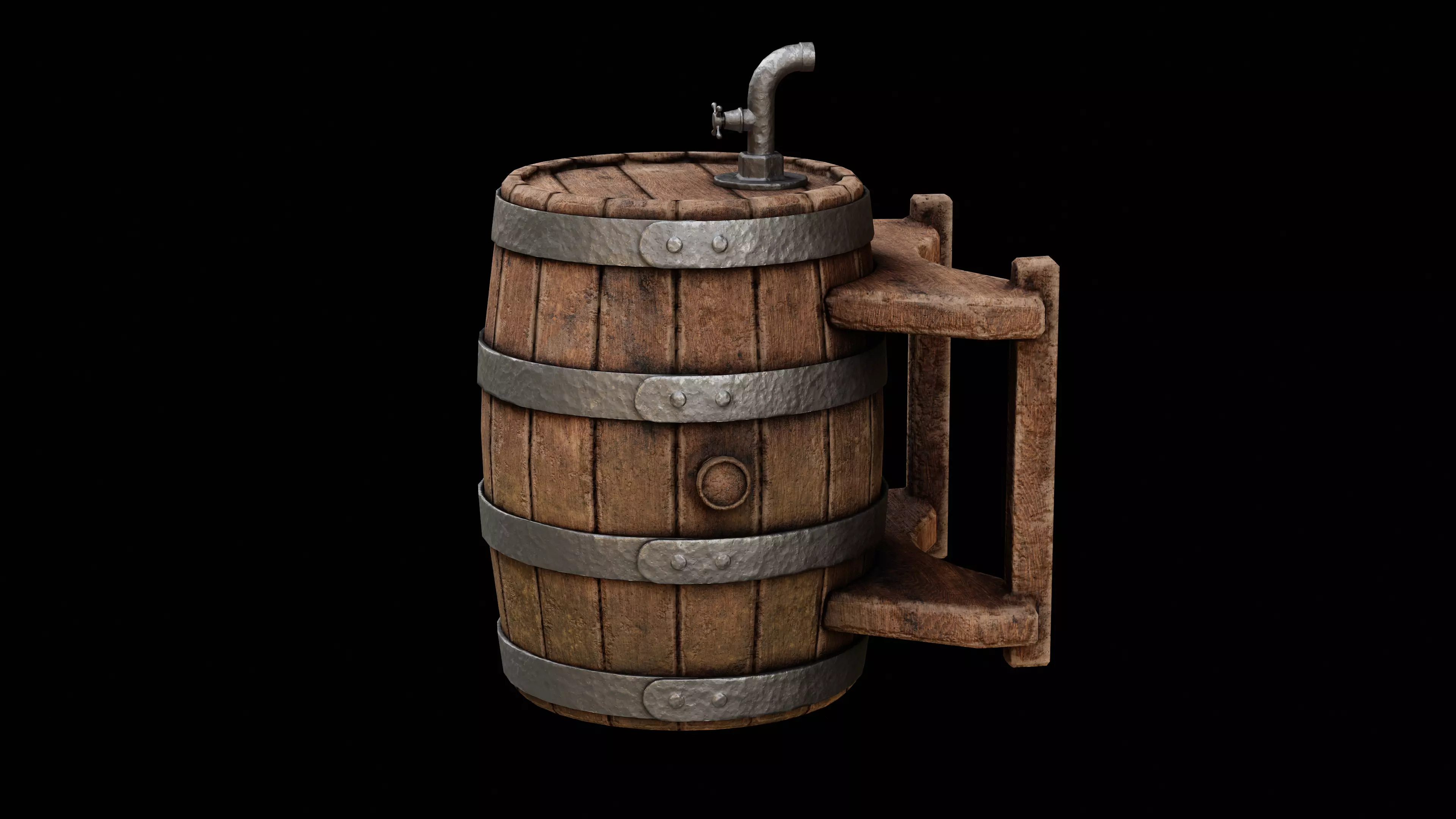 Wooden Barrel Game Ready Low-poly 3D model