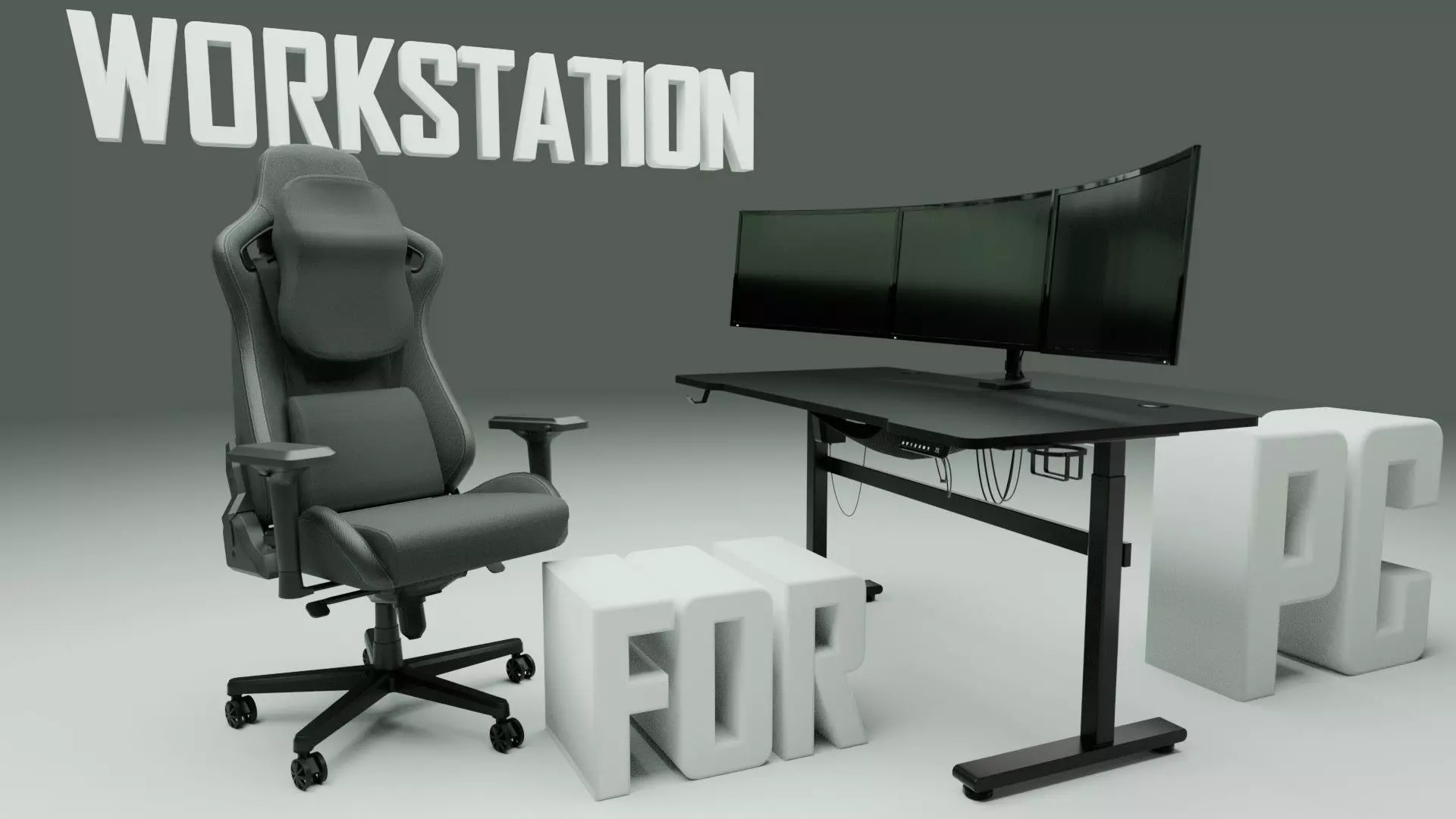 Workstation for PC Low-poly 3D model_0