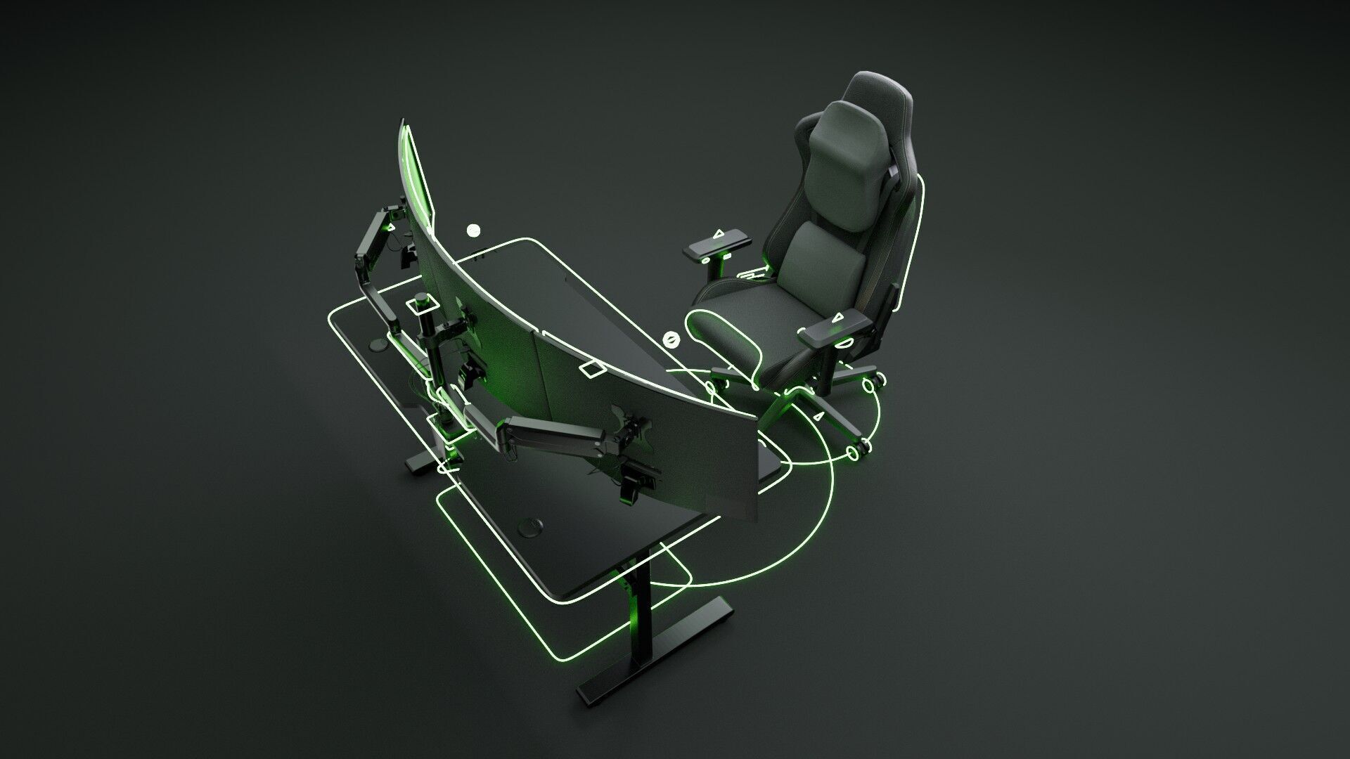 Workstation for PC Low-poly 3D model_23