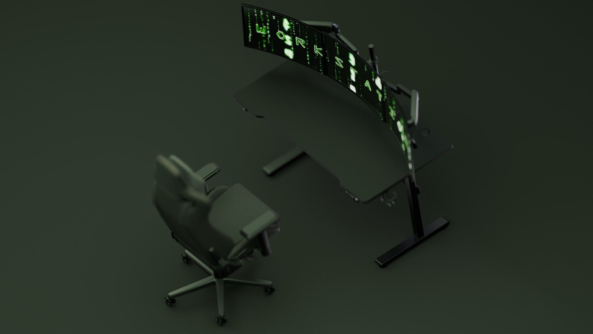 Workstation for PC Low-poly 3D model_5