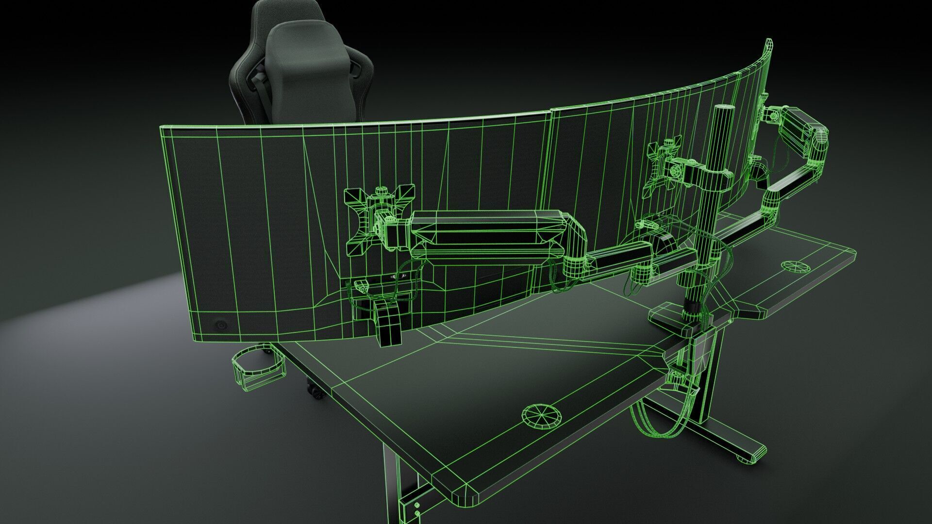 Workstation for PC Low-poly 3D model_38