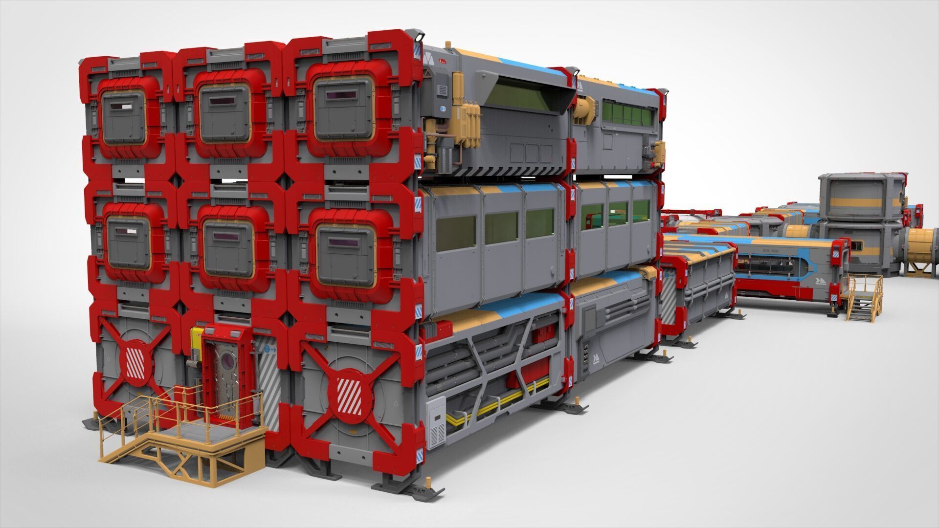 Sci-fi Residential module for habitation 3D model_10