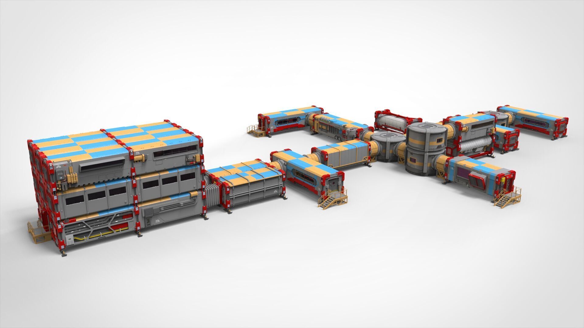 Sci-fi Residential module for habitation 3D model_7