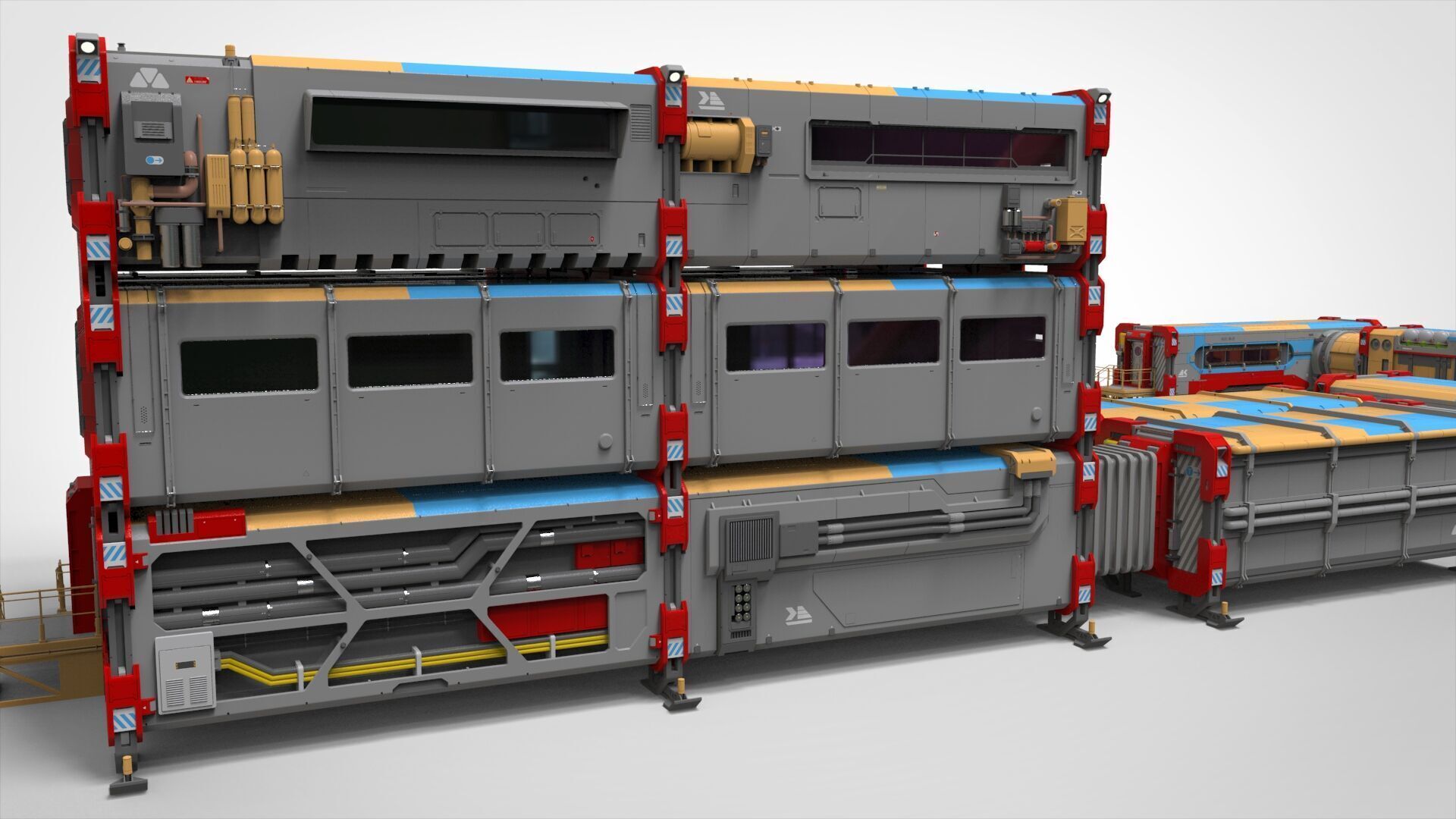 Sci-fi Residential module for habitation 3D model_11