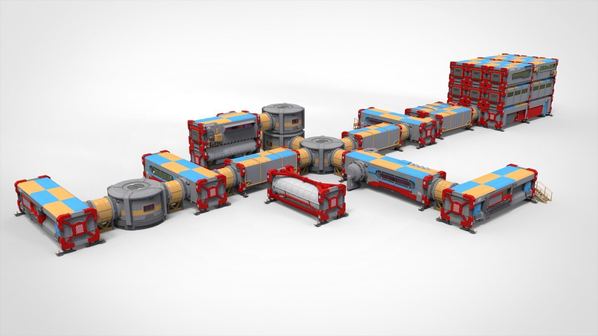 Sci-fi Residential module for habitation 3D model_4