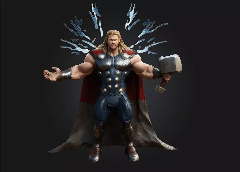Thor 3D Printable Stylized Caricature 3D print model_0