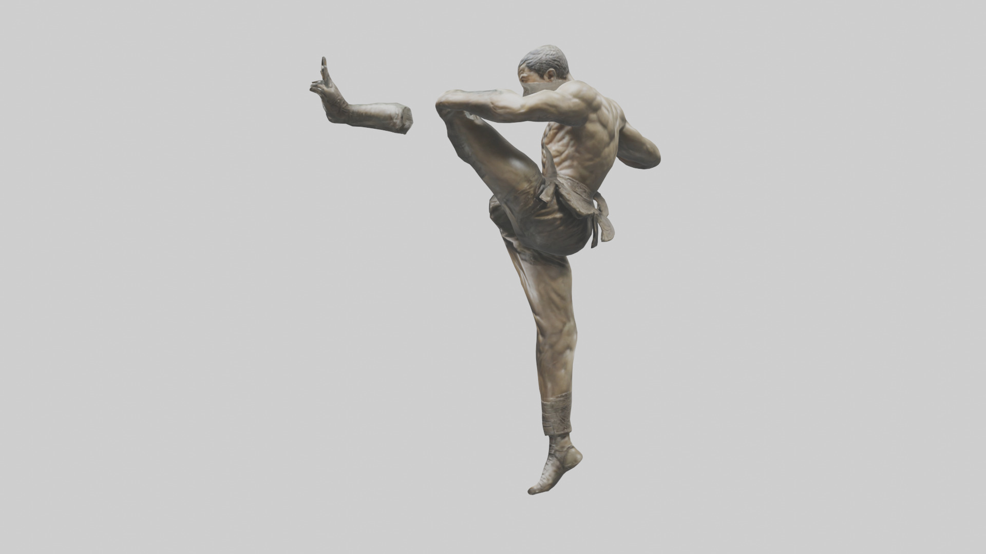 Fighter in MidKick statue model Low-poly 3D model_22