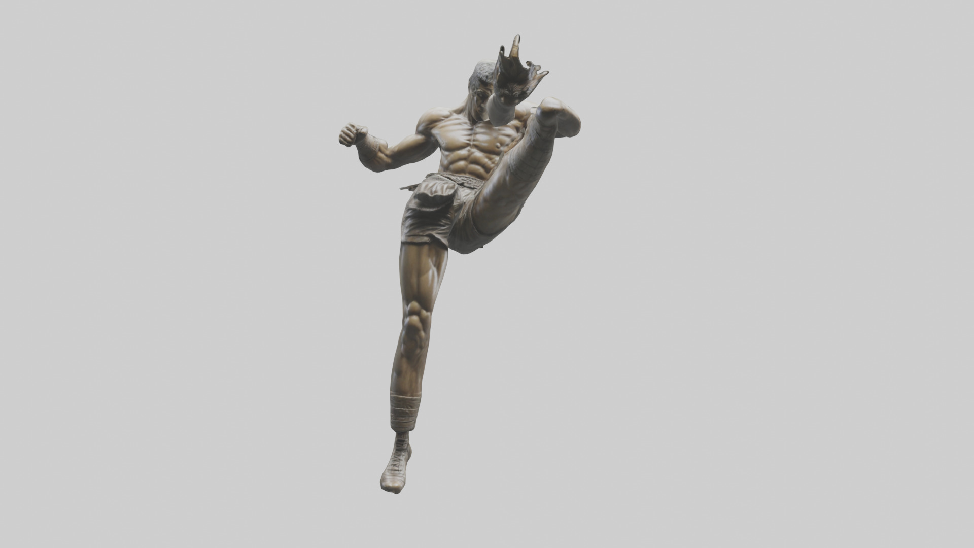 Fighter in MidKick statue model Low-poly 3D model_17