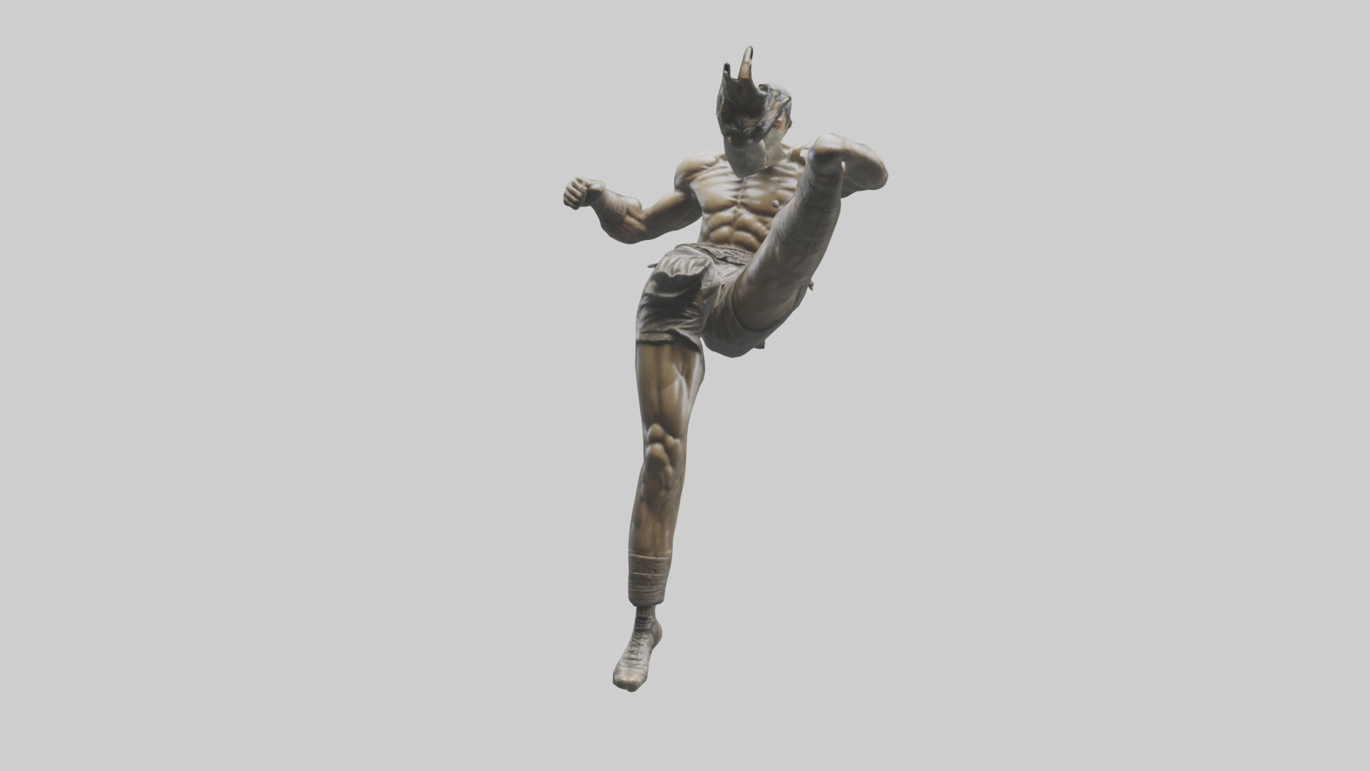 Fighter in MidKick statue model Low-poly 3D model_14