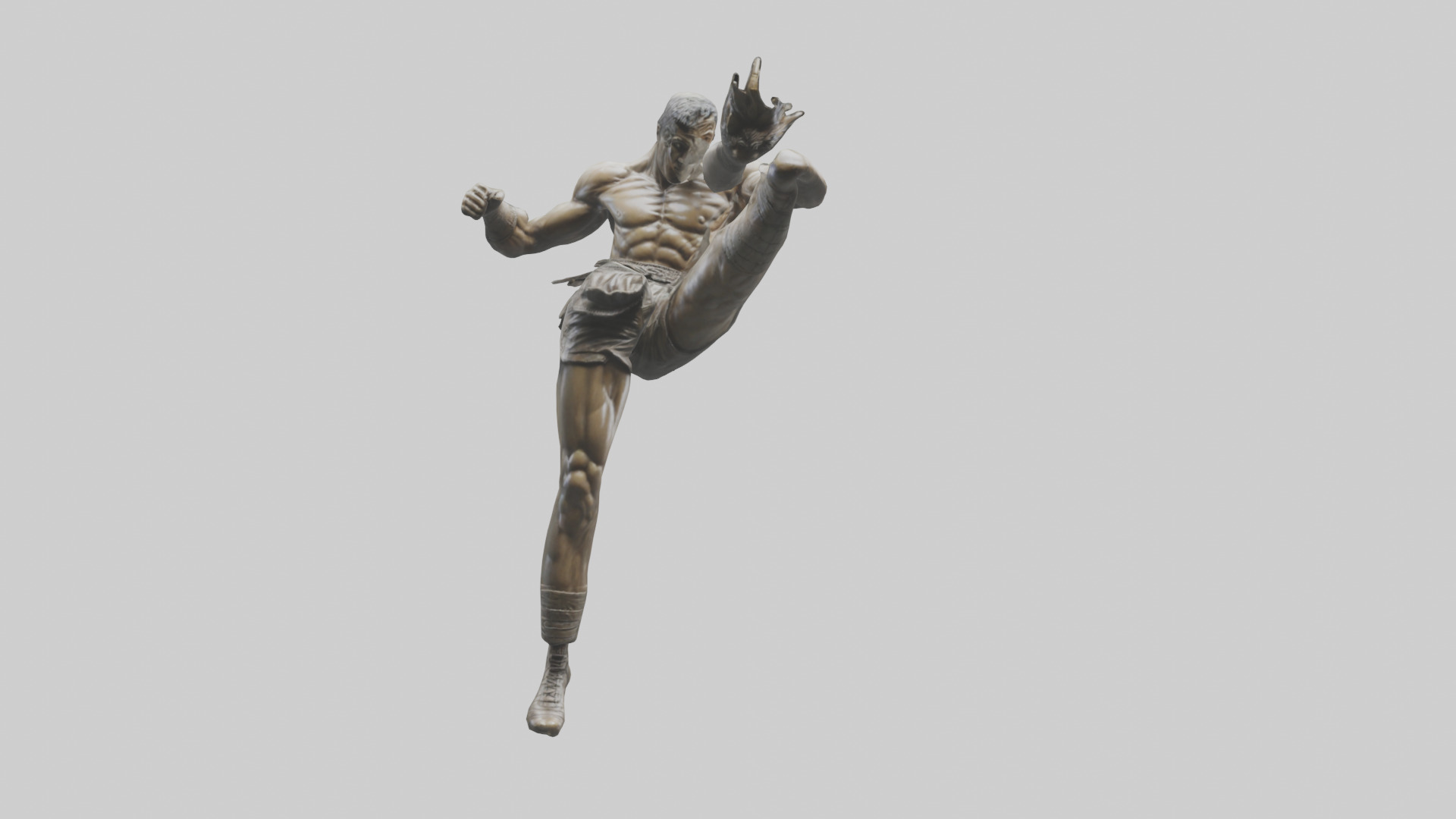 Fighter in MidKick statue model Low-poly 3D model_18