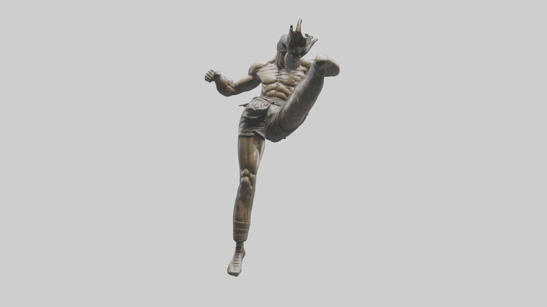 Fighter in MidKick statue model Low-poly 3D model_19