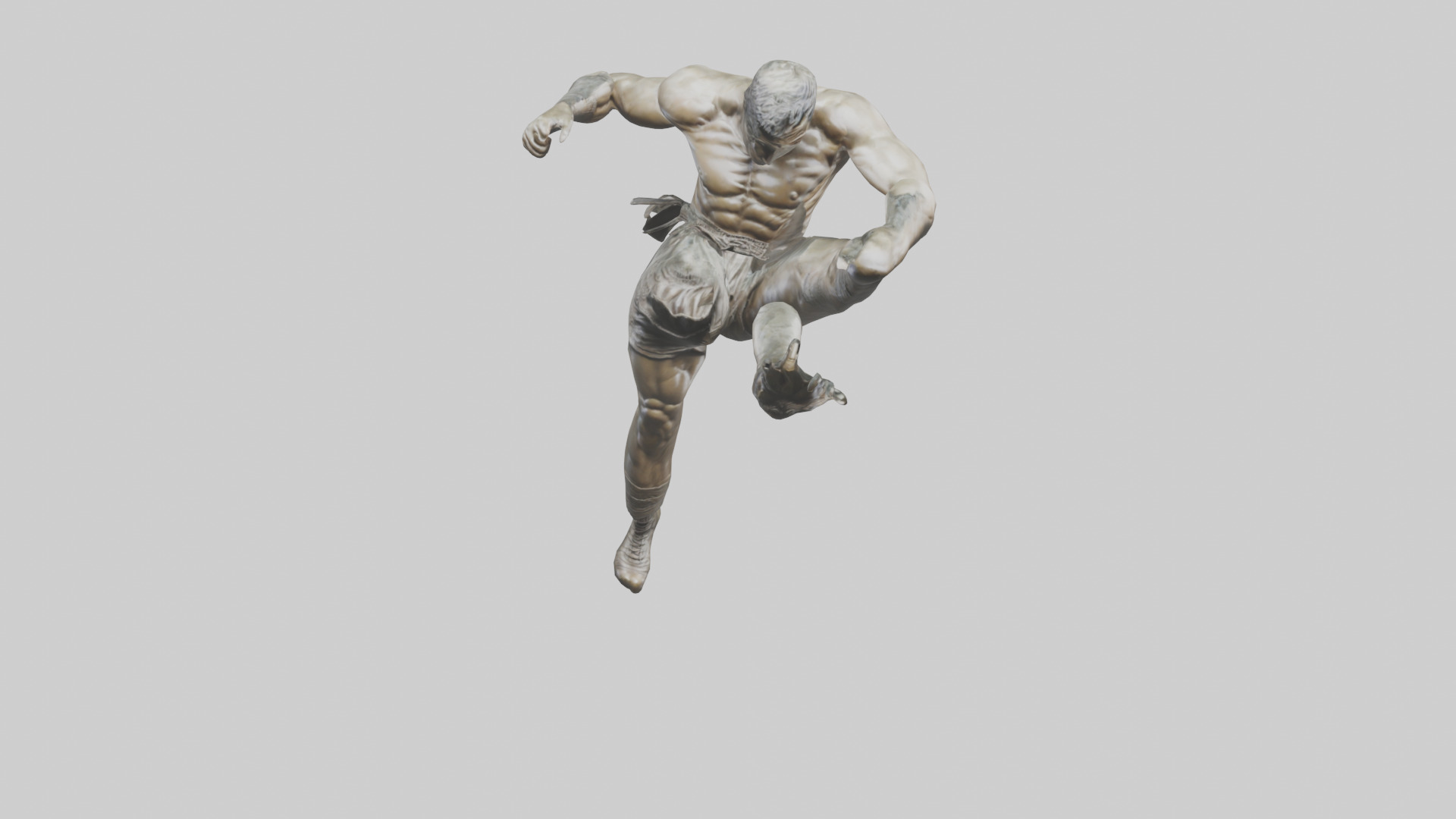Fighter in MidKick statue model Low-poly 3D model_26