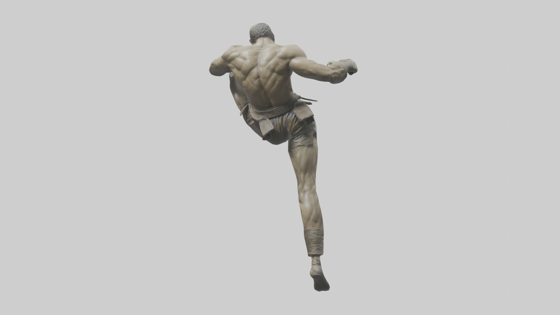 Fighter in MidKick statue model Low-poly 3D model_1