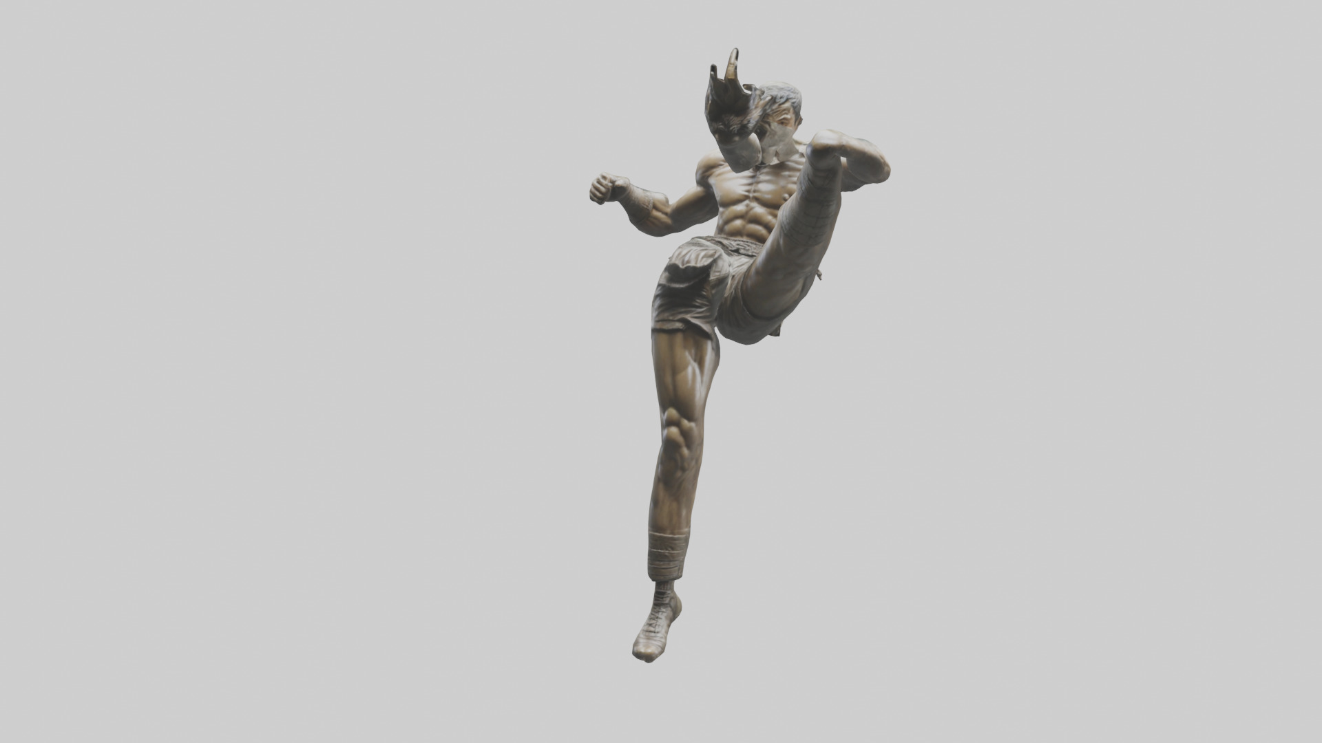 Fighter in MidKick statue model Low-poly 3D model_15
