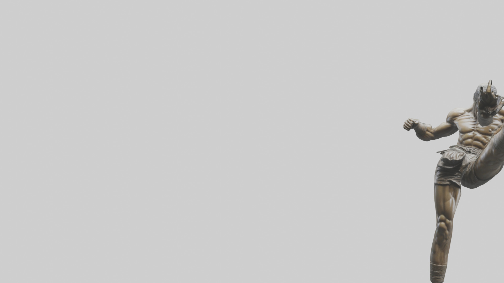 Fighter in MidKick statue model Low-poly 3D model_21