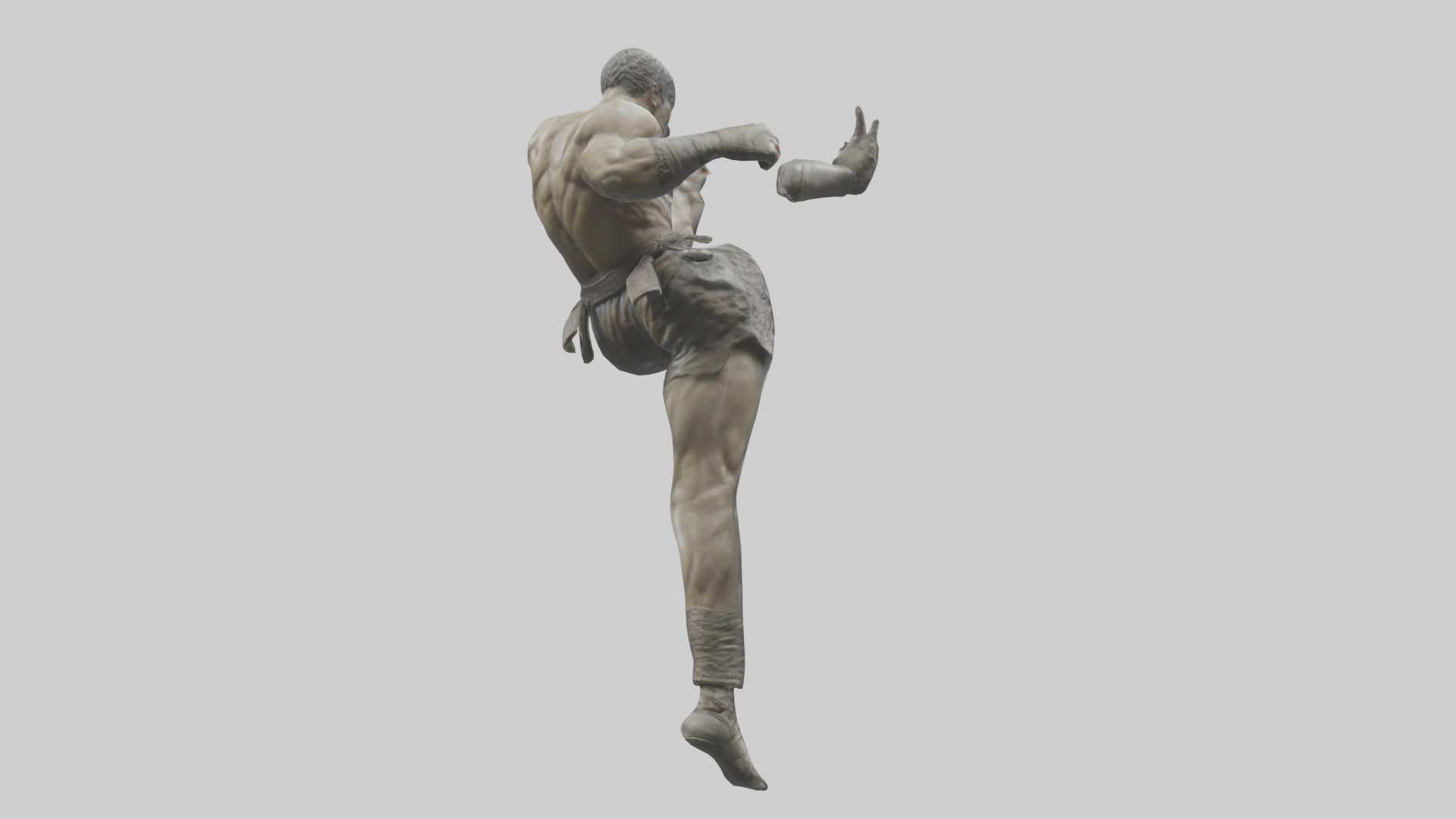 Fighter in MidKick statue model Low-poly 3D model_4