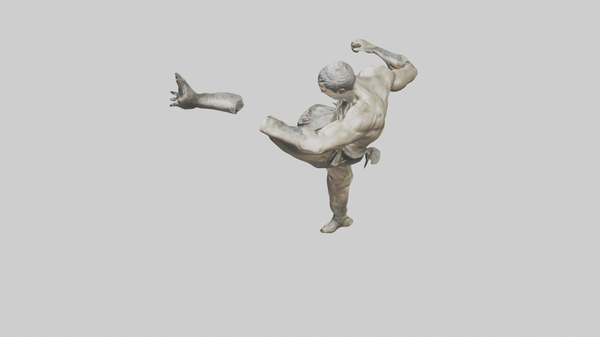 Fighter in MidKick statue model Low-poly 3D model_27
