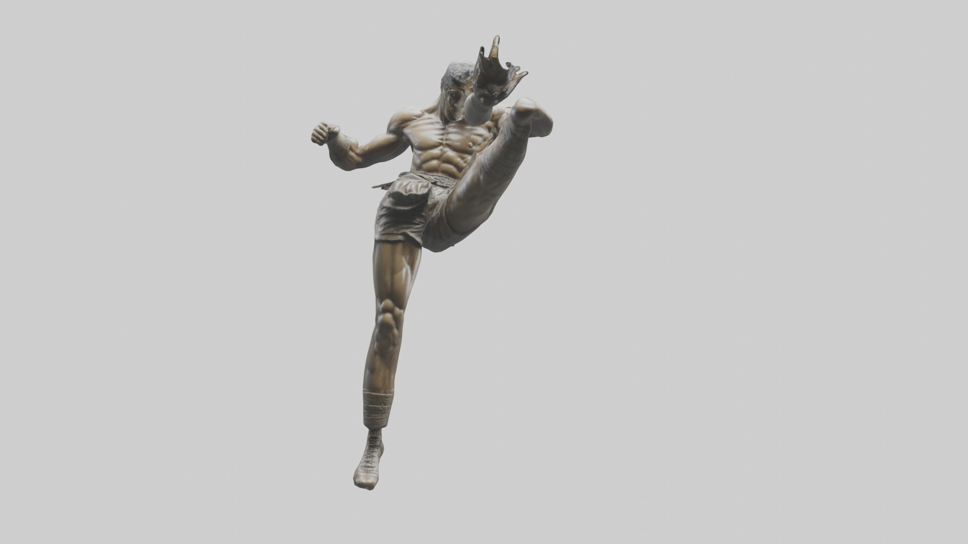 Fighter in MidKick statue model Low-poly 3D model_20