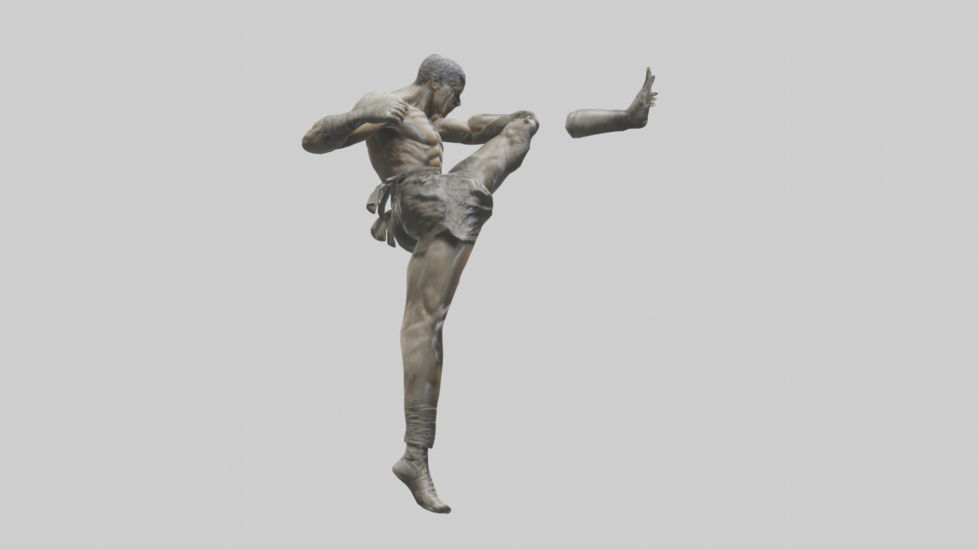 Fighter in MidKick statue model Low-poly 3D model_23