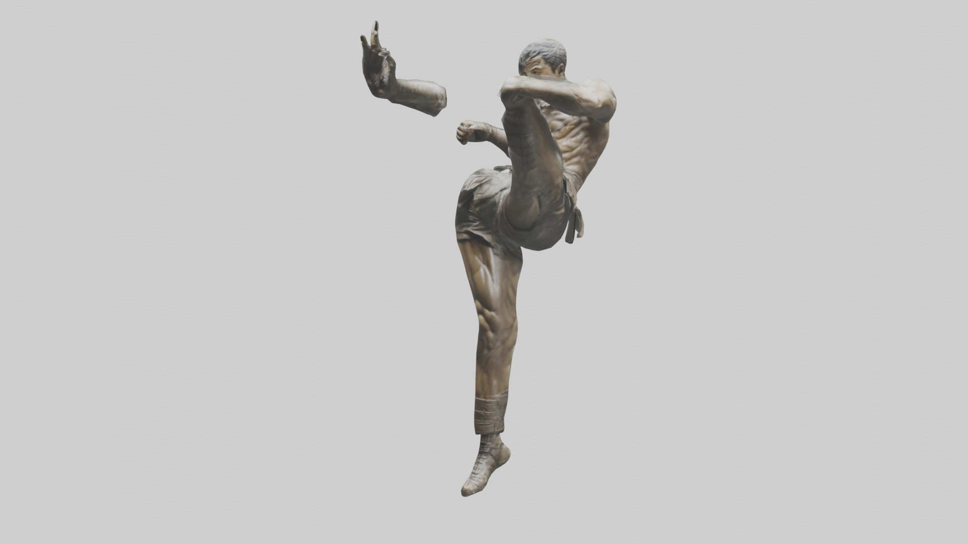 Fighter in MidKick statue model Low-poly 3D model_10