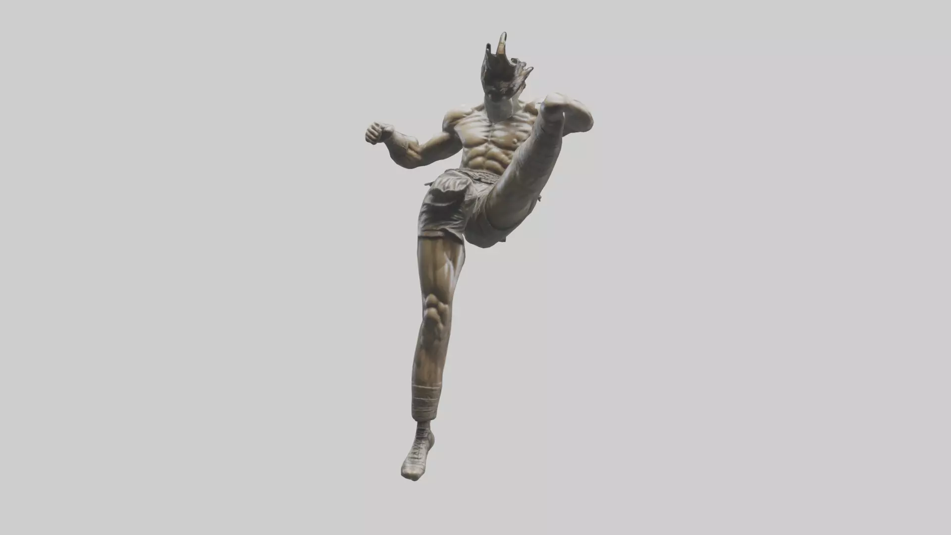 Fighter in MidKick statue model Low-poly 3D model_0