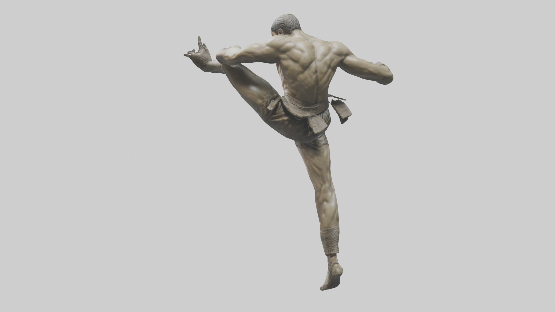 Fighter in MidKick statue model Low-poly 3D model_3