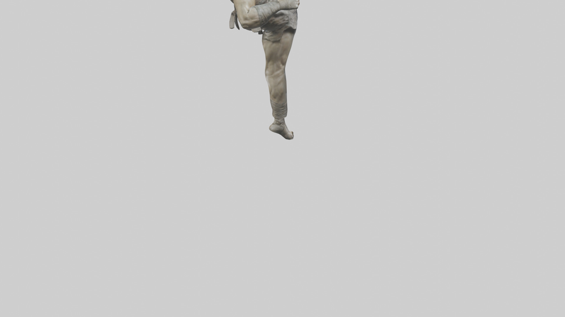 Fighter in MidKick statue model Low-poly 3D model_6