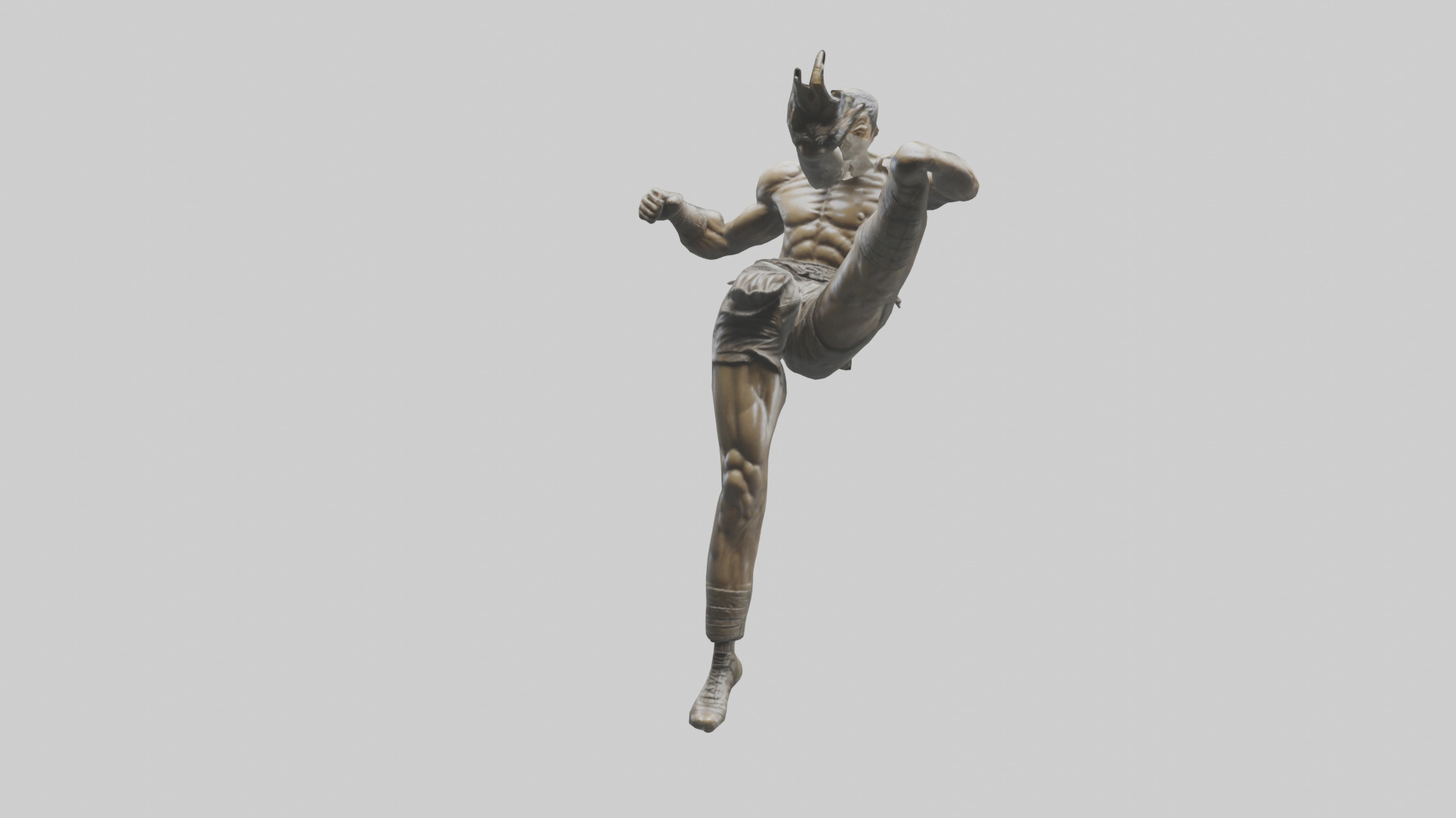 Fighter in MidKick statue model Low-poly 3D model_2