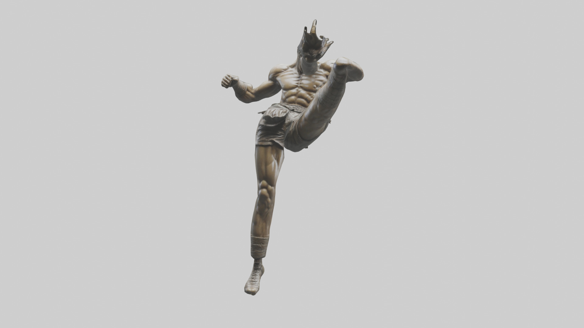 Fighter in MidKick statue model Low-poly 3D model_11