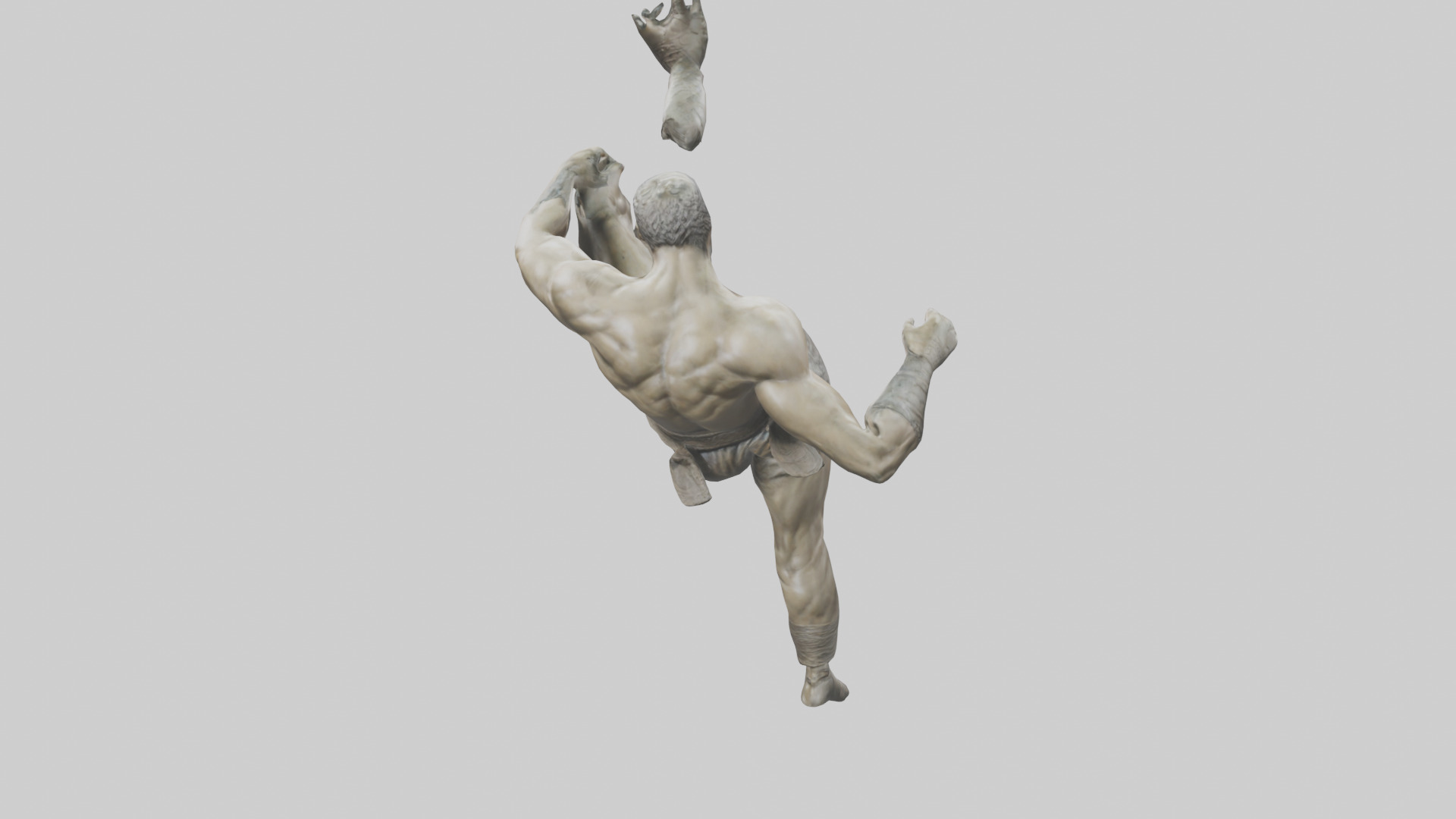 Fighter in MidKick statue model Low-poly 3D model_25