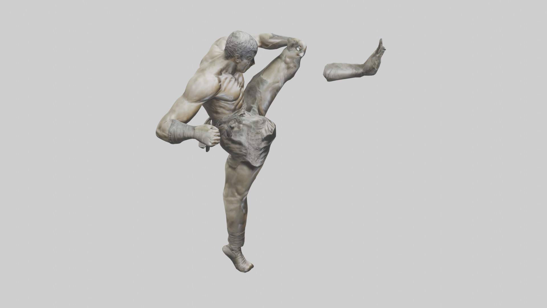 Fighter in MidKick statue model Low-poly 3D model_28