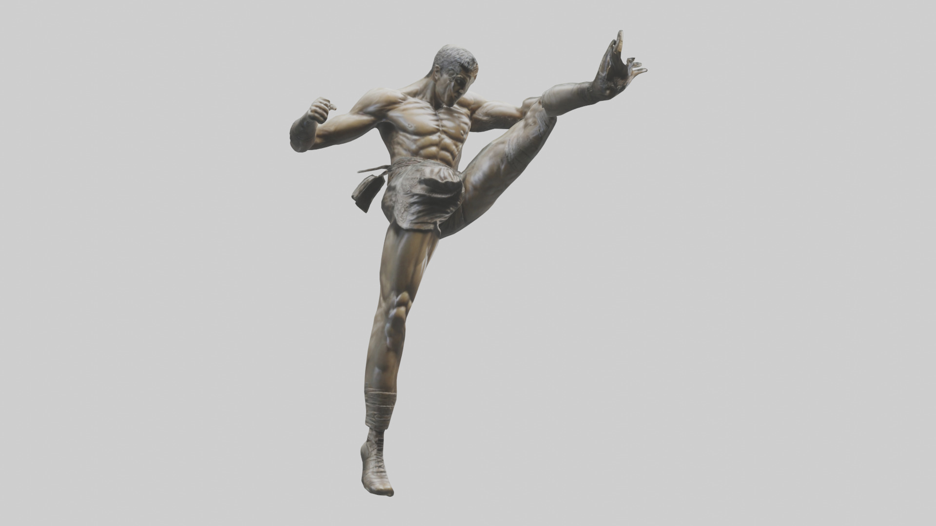 Fighter in MidKick statue model Low-poly 3D model_16