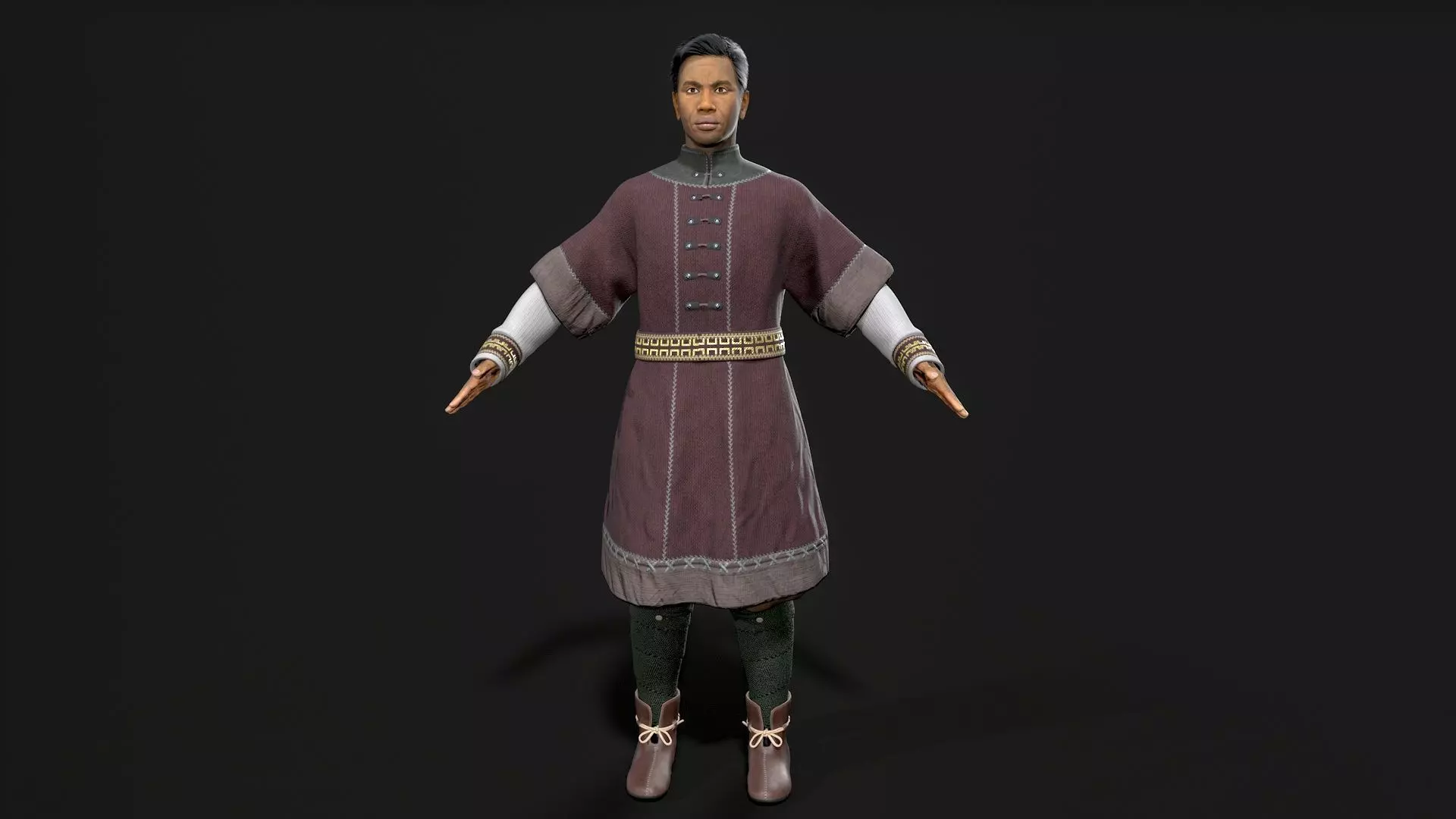 People of African descent Low-poly 3D model_0