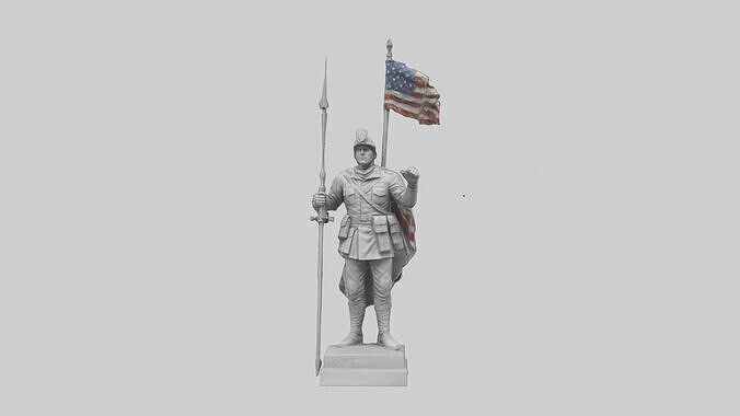 Final Glory Soldier Statue model Low-poly 3D model