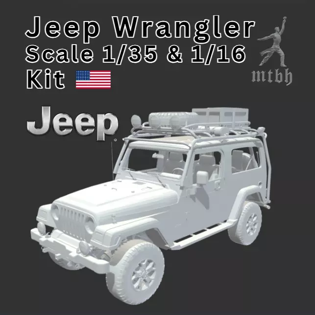 Jeep Wrangler Scale 1-35 And 1-16 Model Kit 3D print model_0