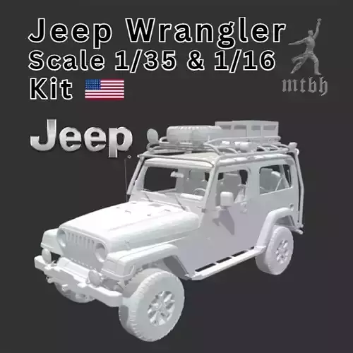 Jeep Wrangler Scale 1-35 And 1-16 Model Kit 3D print model