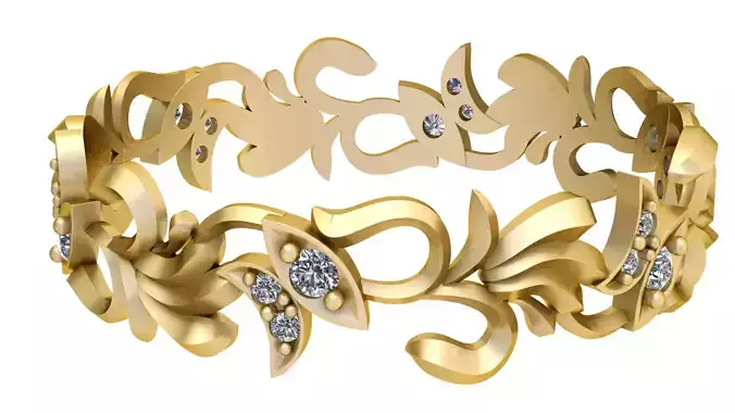 LEAF DIAMOND RING 3D PRINTABLE MODEL 