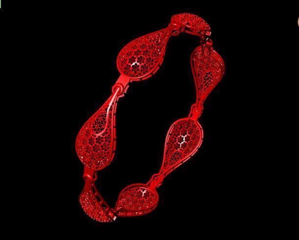 1123 Teardrop Lattice Gold Bangle 8gm 3D print model_5