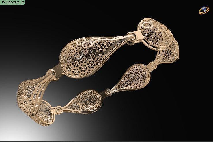 1123 Teardrop Lattice Gold Bangle 8gm 3D print model_1