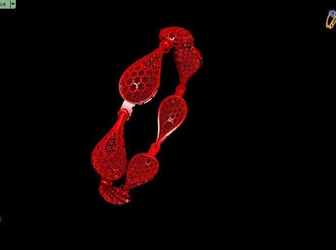 1123 Teardrop Lattice Gold Bangle 8gm 3D print model_7