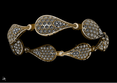 1123 Teardrop Lattice Gold Bangle 8gm 3D print model_2