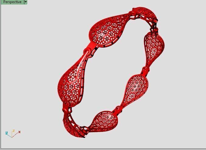 1123 Teardrop Lattice Gold Bangle 8gm 3D print model_6