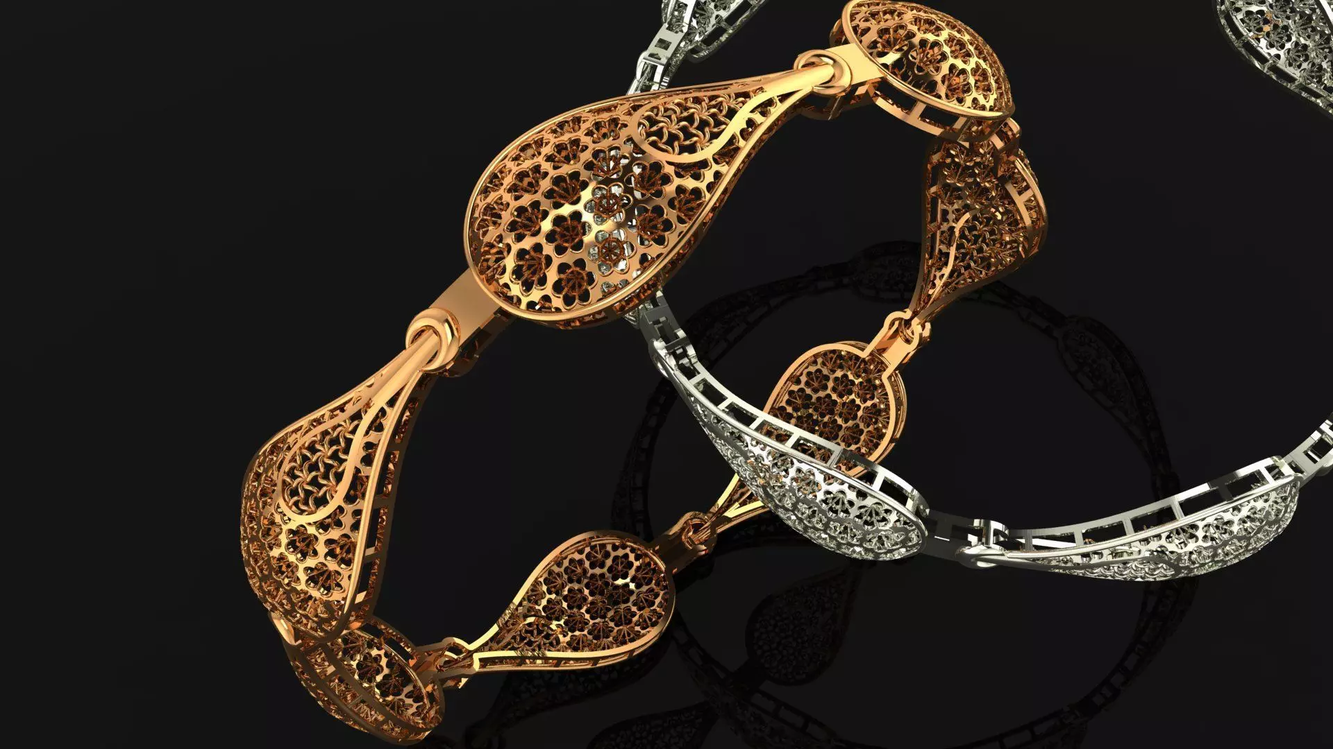 1123 Teardrop Lattice Gold Bangle 8gm 3D print model_0