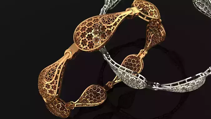 1123 Teardrop Lattice Gold Bangle 8gm 3D print model