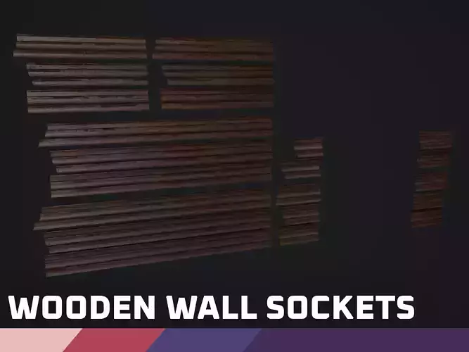Wooden Wall Sockets  Low-poly 3D model