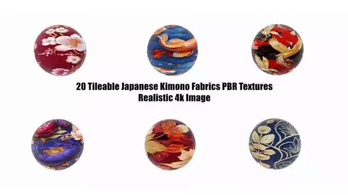 20 Seamless Japanese Kimono PBR Textures Blend Files  3D Model