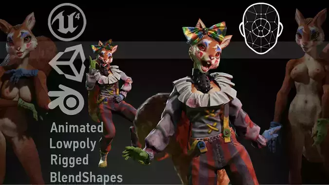 Squirrel Girl Crazy Clown Low-poly 3D model