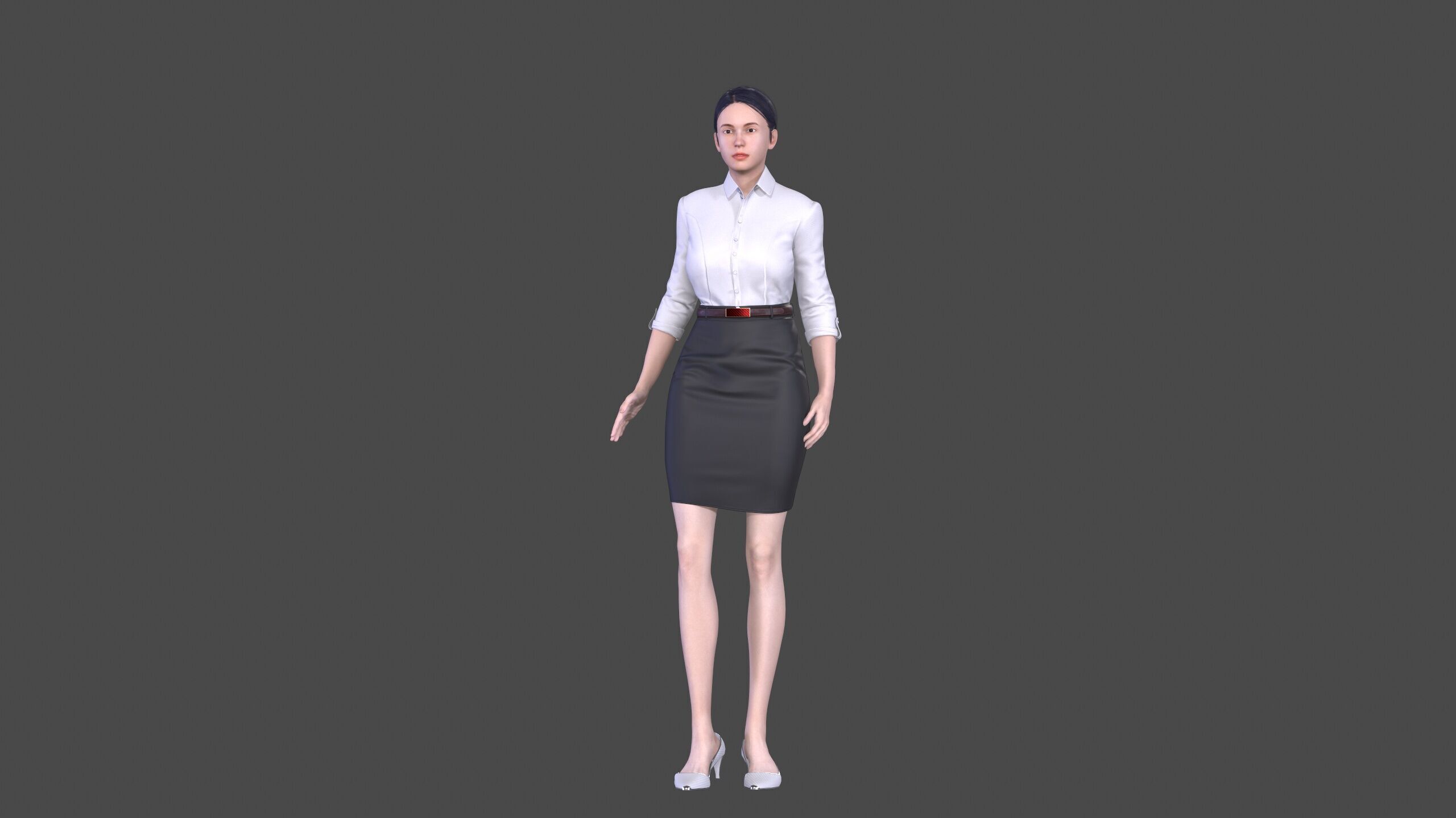 Asian women character Low-poly 3D model_2
